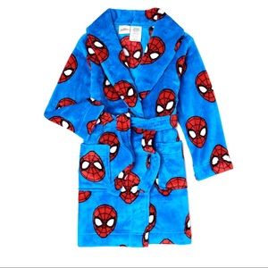 Brand New Boys Spiderman Plush Robe (4-5)